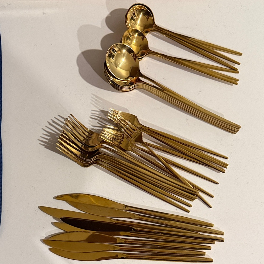 Gold tone Flatware & Joseph DrawerStore gray utensil caddy🍴🥄